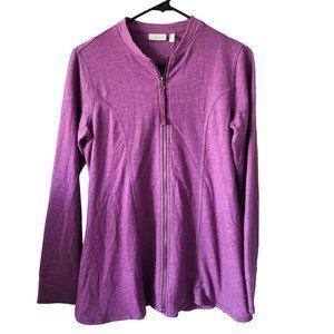 LOGO Lounge Women's Size XS Full-Zip A-Line Sweater Long Sleeve Purple Stretch